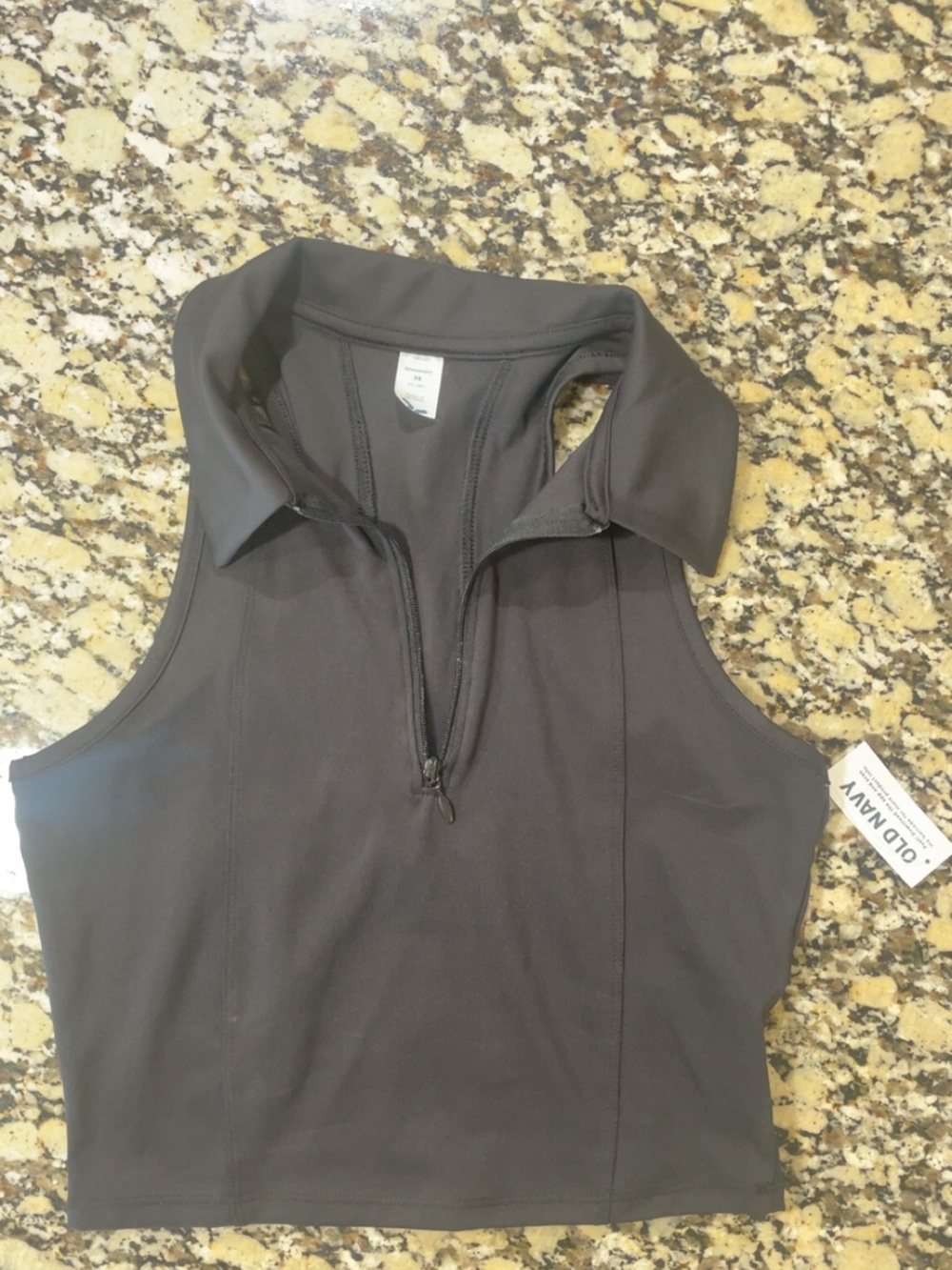 Old Navy Black Sleeveless Zip Polo Tank Top